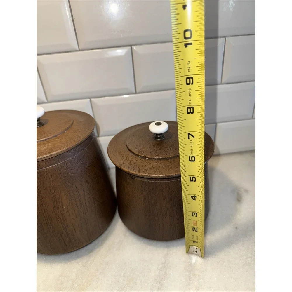 Rare Amazing Vintage‎ MCM Faux Wood/ Hard Plastic Canister Set